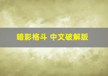 暗影格斗 中文破解版